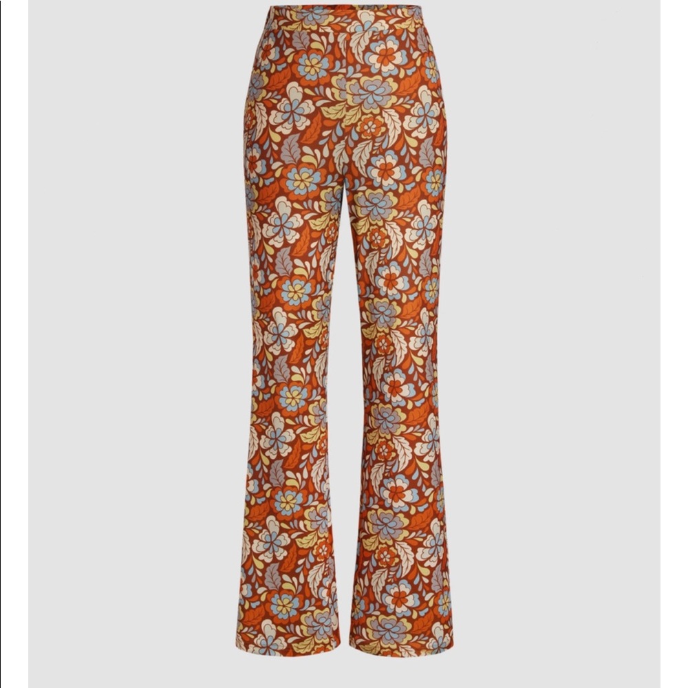 NWT Floral retro flared trousers